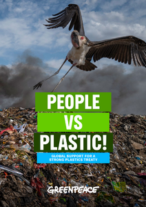 The cover image of the People vs Plastics Report from Greenpeace.