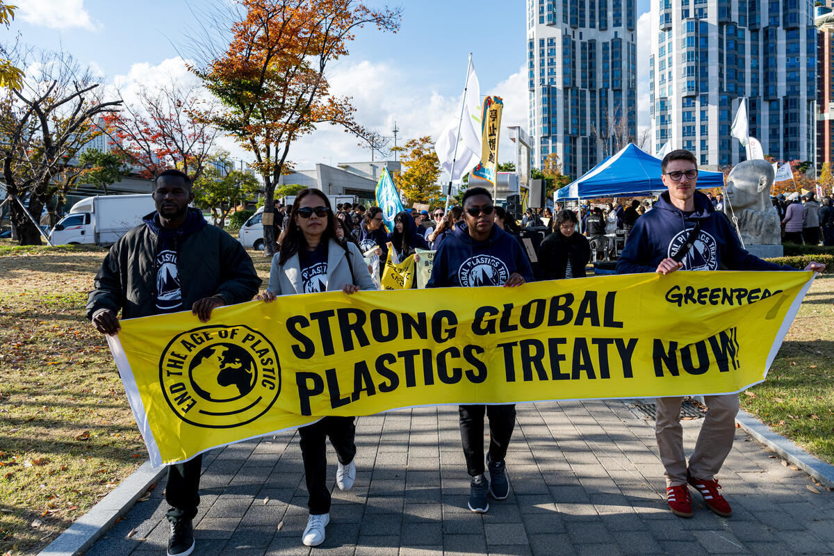 Mass Mobilisation at INC-5 in Busan, South Korea. © Greenpeace / Sungwoo Lee
