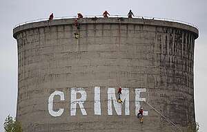 Protest at the Maritsa 3 Power Plant in Dimitrovgrad, Bulgaria. © Spasiyana Sergieva / Greenpeace