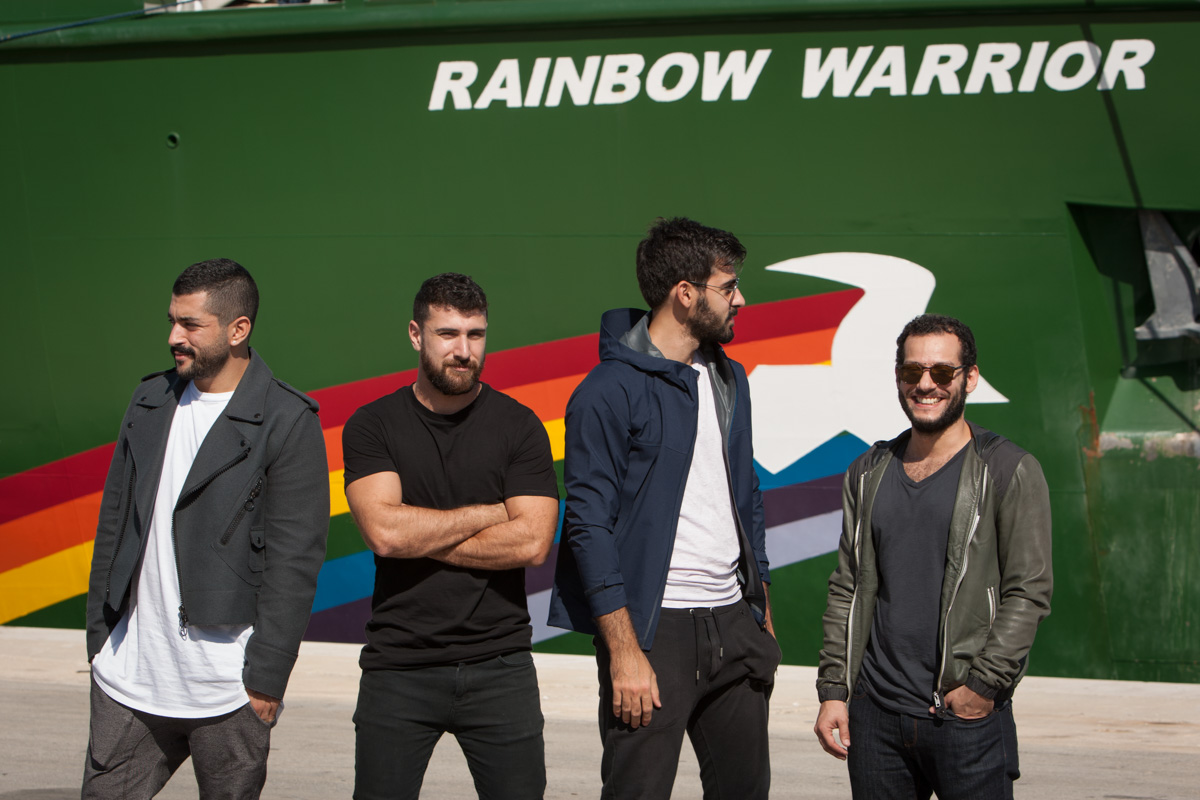 Lebanese band Mashrou' Leila join Greenpeace's Rainbow Warrior ship on The Sun Unites Us tour, in Trapani, Italy, on 22 October 2016.