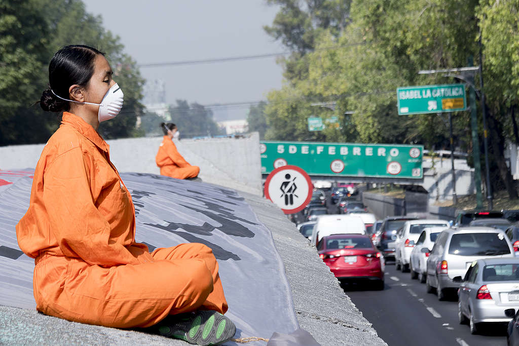 Protesta por la contaminación del aire en Ciudad de México © Argelia Zacatzi