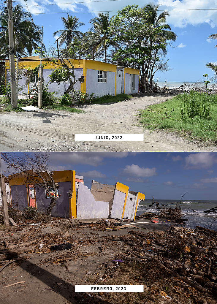 Fotografías del antes y después de la comunidad de El Bosque.