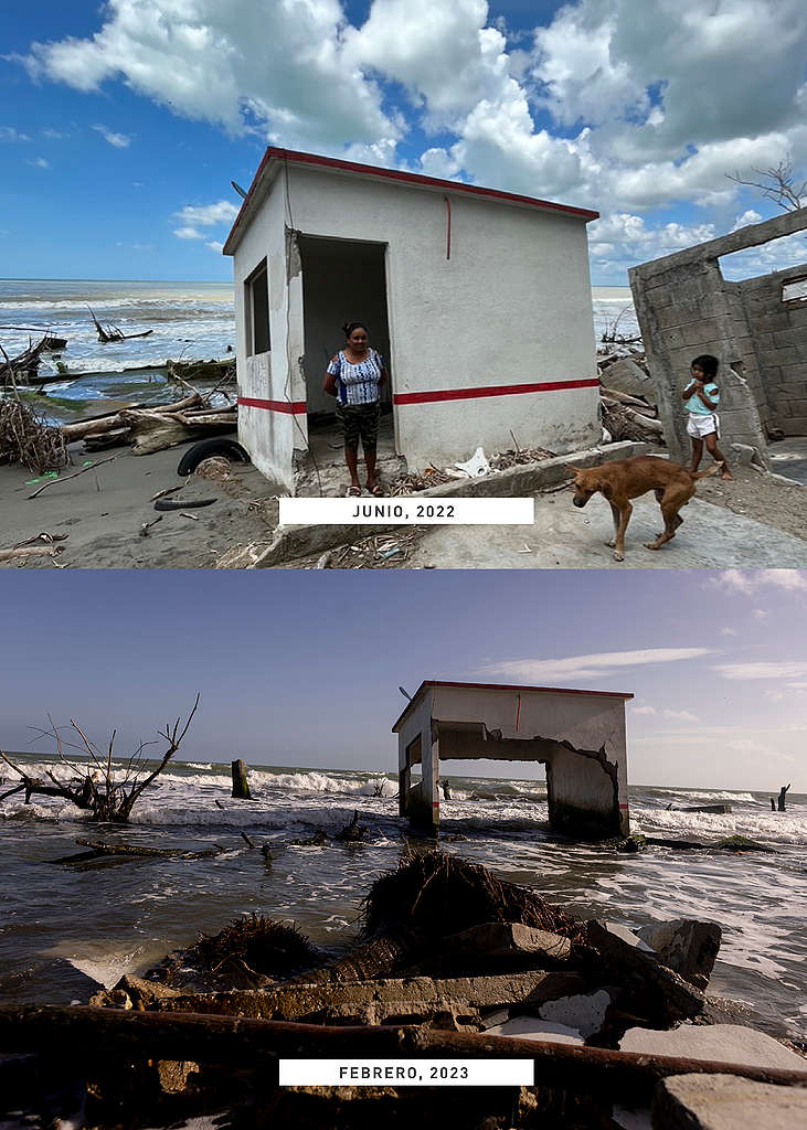 Fotografías del antes y después de la comunidad de El Bosque.