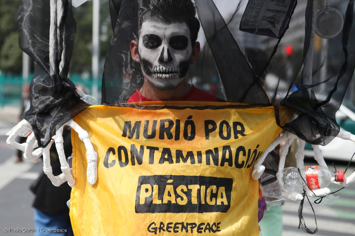 “Hay muertes que pueden evitarse”: Greenpeace México conmemora el Día de Muertos defendiendo océanos sin plásticos