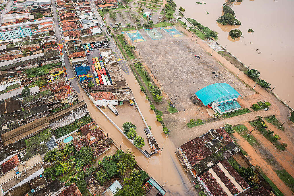 Toma aérea que muestra las afectaciones tras una inundación en Brasil.