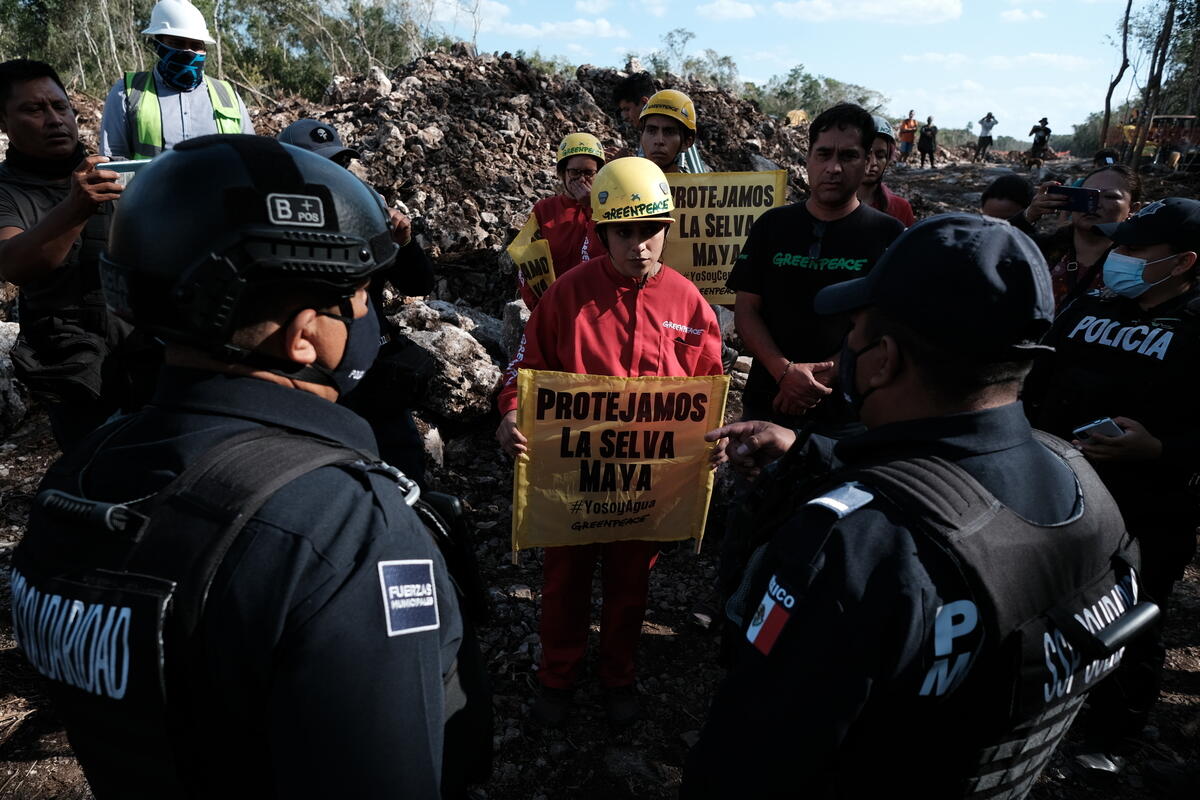 Action at Mayan Train Construction in Mexico. © Paola Chiomante / Greenpeace