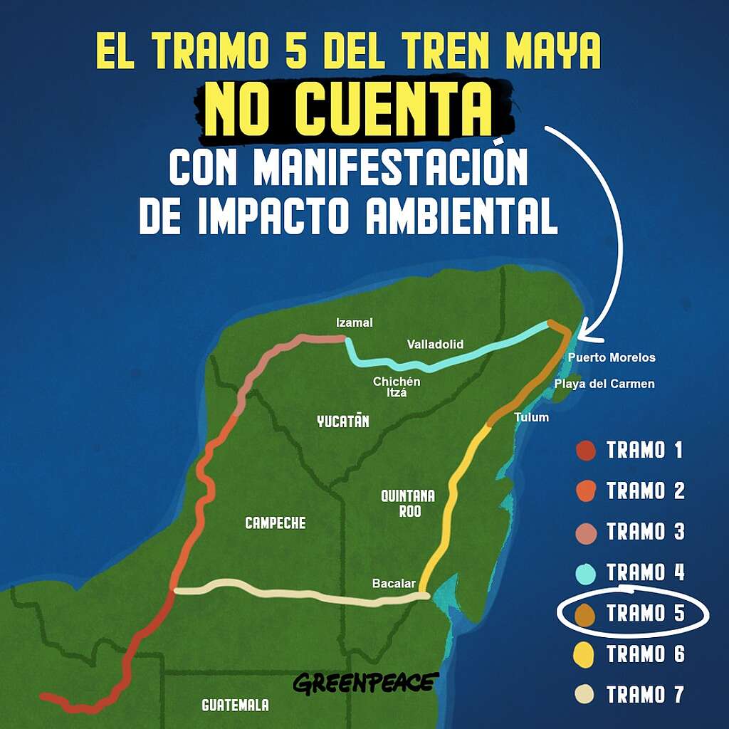 Ilustración que evidencia que el Tramo 5 Sur del Tren Maya no cuesta con la Manifestación de Impacto Ambiental (MIA).