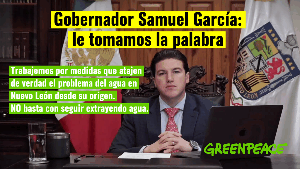Banner en relación a la problemática de escases del agua en Nuevo León.