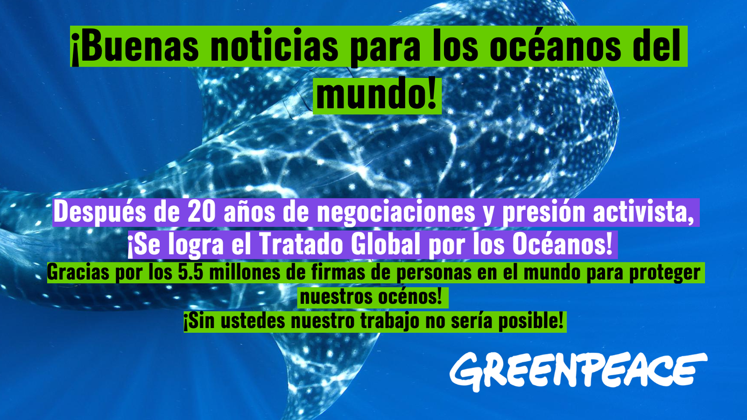 Fotografía edit de celebración por el Tratado Global de Oceános.