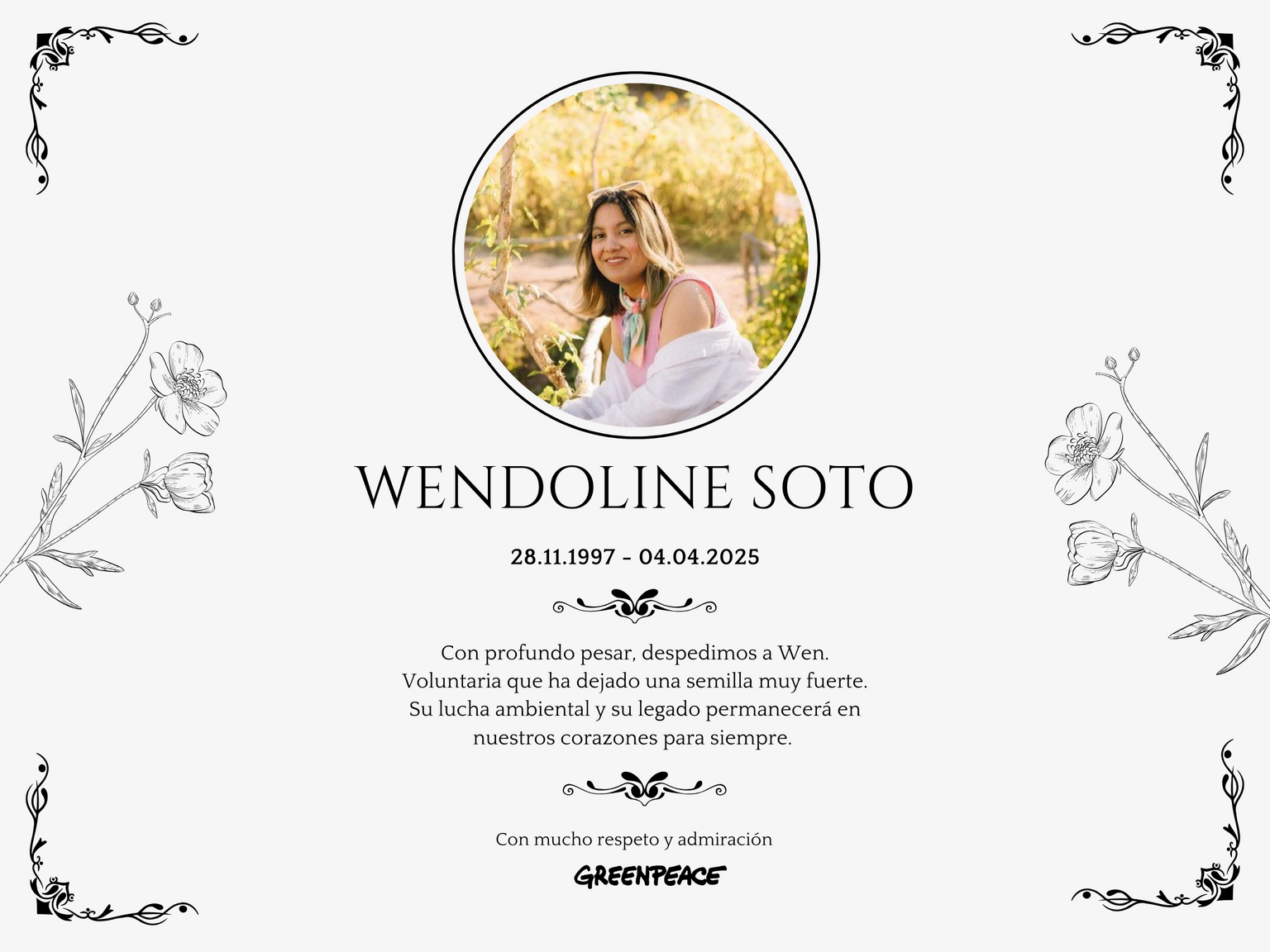 Esquela Wendoline Soto.