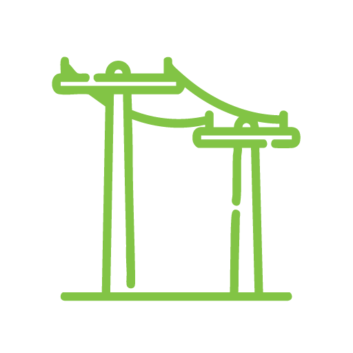 icono de torres de energía de alta tensión entre fronteras