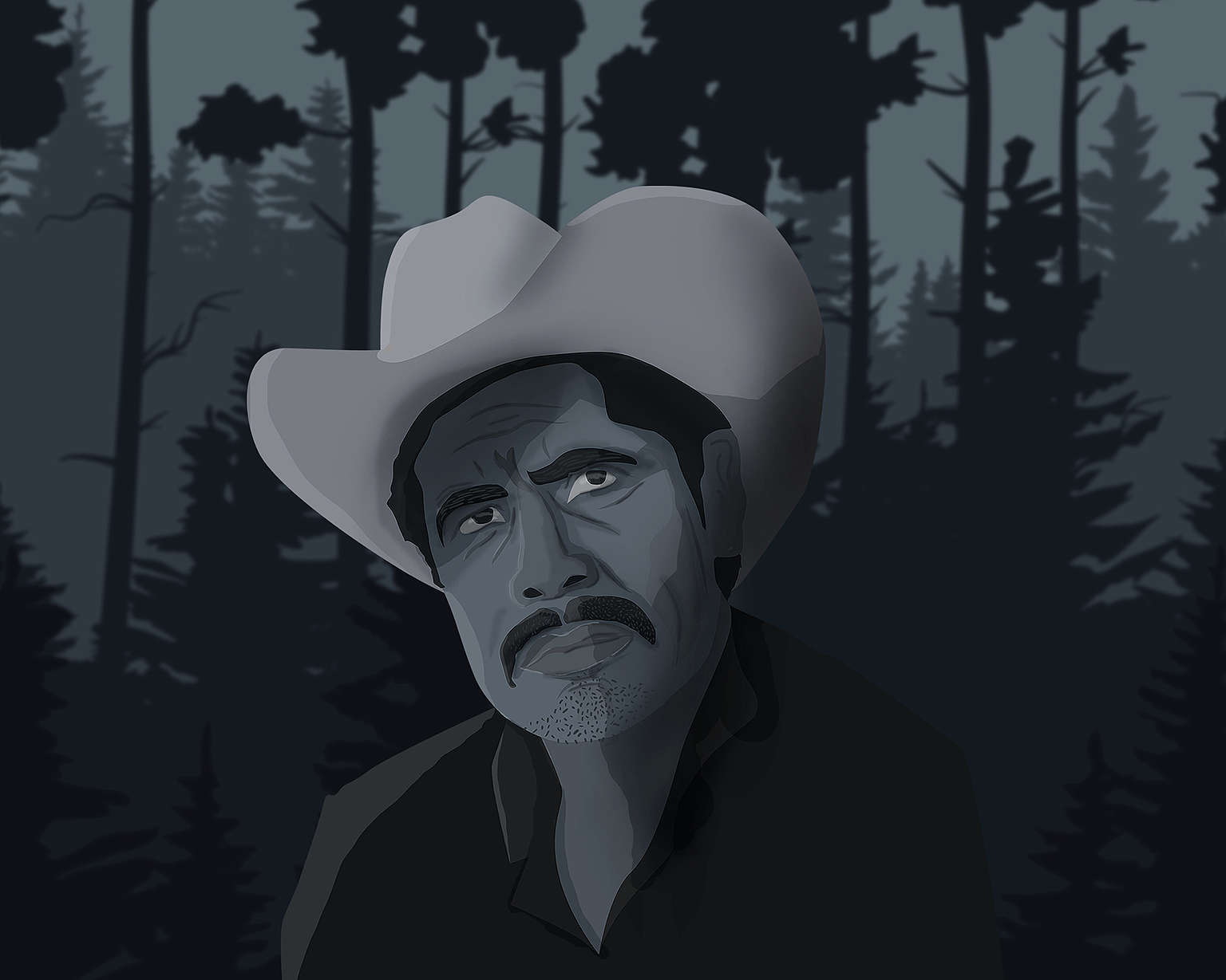 Ilustración monocromática de Idelfonso Zamora.