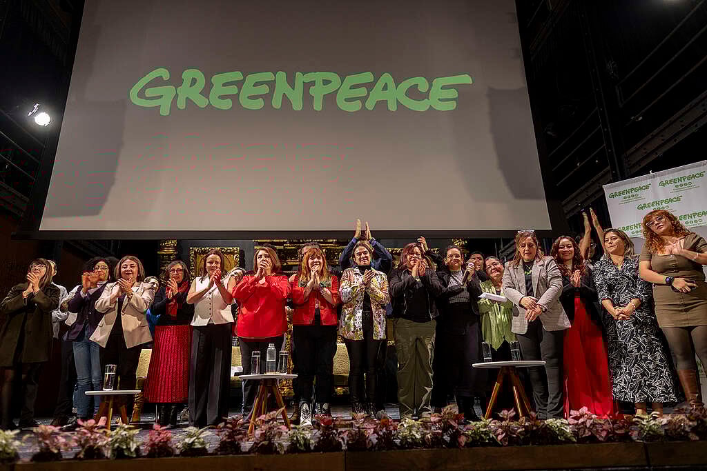 Equipo de Greenpeace México y socios en el escenario durante la presentación del Informa Anual 2024. Equipo de Greenpeace México y socios en el escenario durante la presentación del Informa Anual 2024.