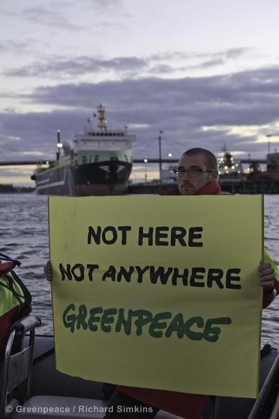 Greenpeace demonstrant: not here, not anywhere