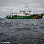The Greenpeace ship, Esperanza, is seen in the Dogger Bank area of the North Sea.