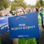 Krimp Luchtvaart Blok bij de Klimaatmars Rotterdam