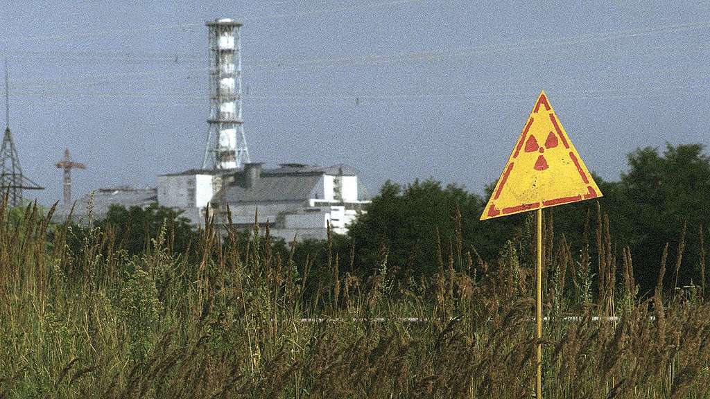 Waarschuwing voor straling bij kerncentrale Chernobyl