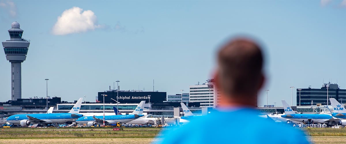 Vliegtuigen op Schiphol. Ons klimaat kan al die vluchten niet aan.