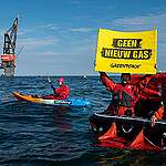 Opnieuw protest Greenpeace in de Noordzee tegen gaswinning One-Dyas