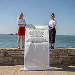 Greenpeace International together with members of local groups, display a 30m long scroll which contains messages from almost 11,500 people across 91 countries. in the vicinity of the  International Seabed Authority in Kingston, Jamaica.
