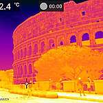 Greenpeace staff monitors the surface temperature at the historical center of Rome, using a thermal camera due to heat wave that hit the country as the summer started.
