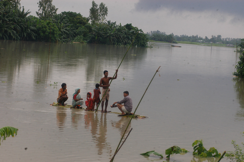 Flood Victims in Bangladesh Move to Higher Ground.