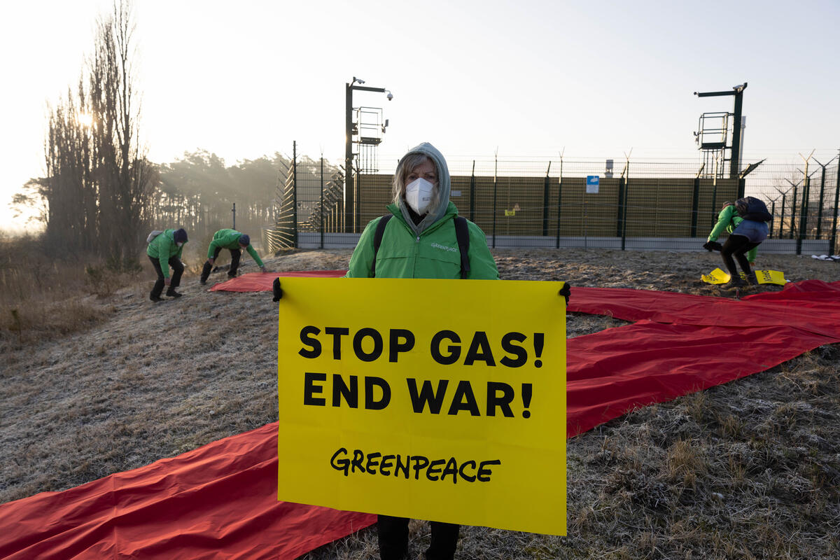 Protest in Lubmin against Gas Imports from Russia.