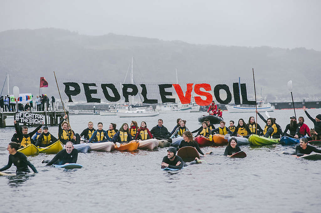 Aksjon mot oljeboring i Australbukta. © Sarah Pannell / Greenpeace