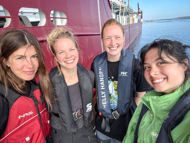 Greenpeace-aktivistene Hanna Boman fra Sverige, Hanna Jauhiainen fra Finland. Amanda Louise Helle og Cinta Hondsmark fra Norge.