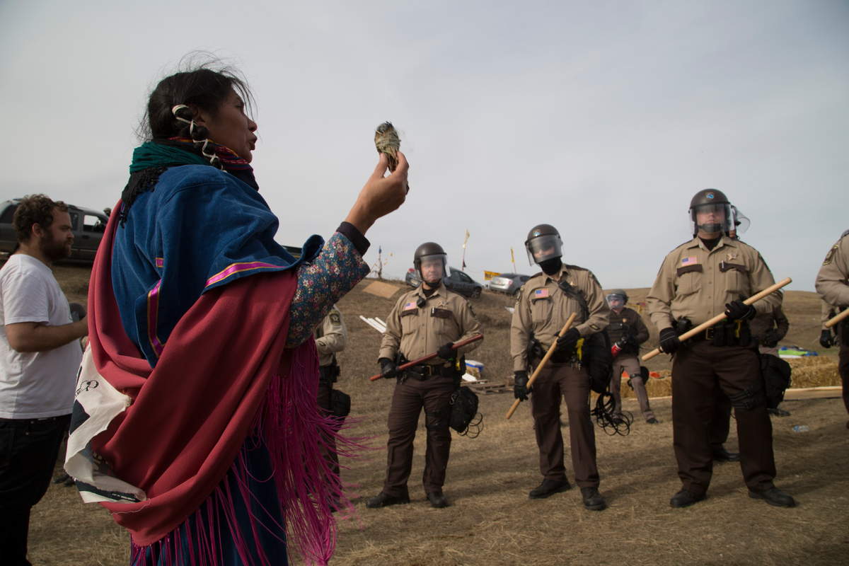 Protest at Standing Rock Dakota Access Pipeline in the US. © Richard Bluecloud Castaneda / Greenpeace