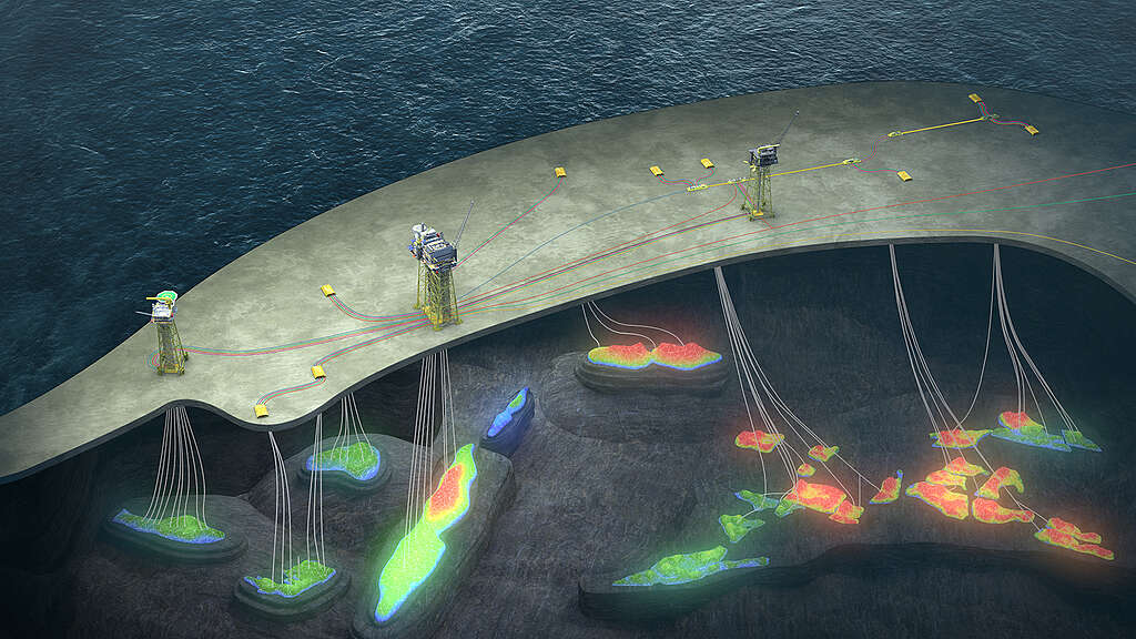 Aker BPs illustrasjon av utbyggingen av oljefeltet Yggdrasil.