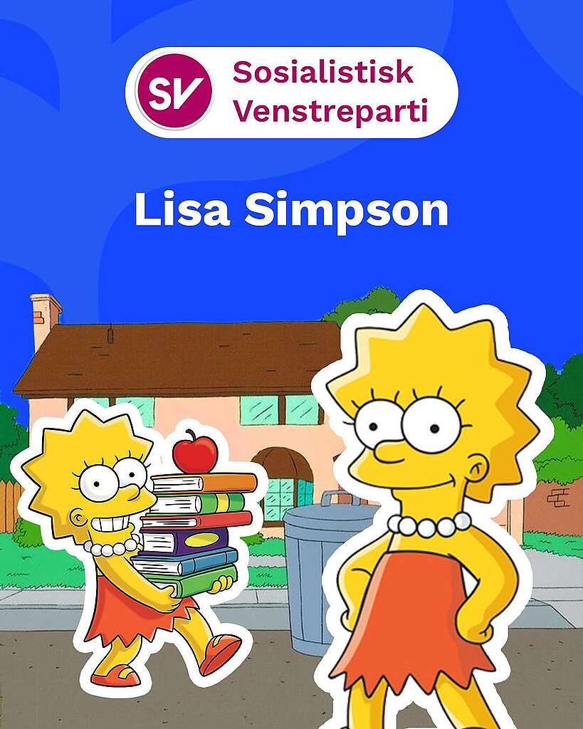 Valget 2025: Hvem er du, basert på partiet du stemmer på? Sosialistisk Venstreparti (SV): Lisa Simpson