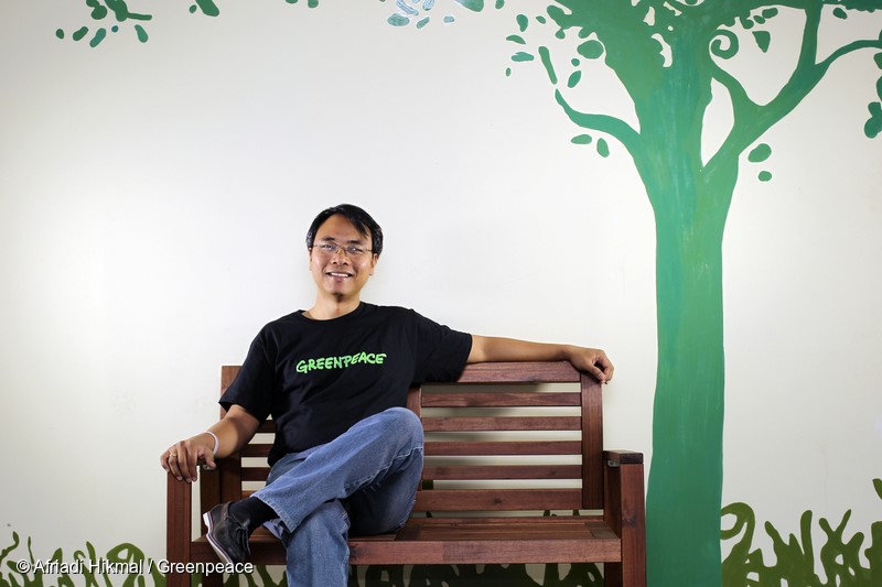 Executive Director of Greenpeace Southeast Asia Naderev "Yeb" Saño poses for portrait in Greenpeace Jakarta office, Wednesday, January 27, 2016. 