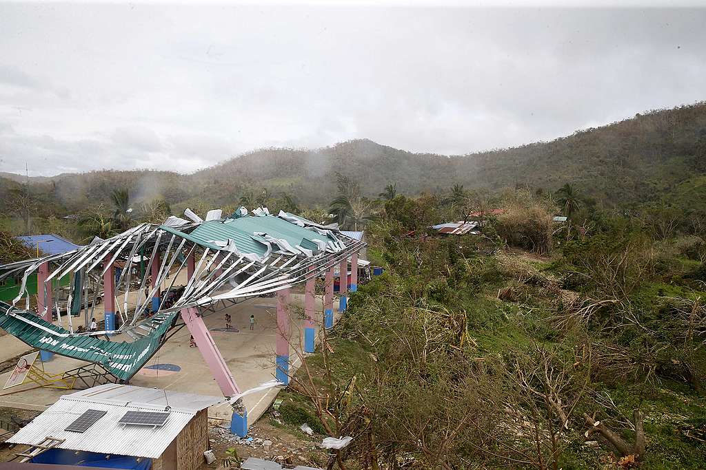 Fallen trees, damaged houses and facilities in Sitio Kambubuyugan, Brgy. Kalawakan