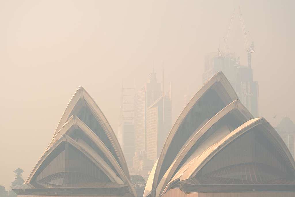 Bushfire Smoke over Sydney Harbour. © Emeran Gainville / Greenpeace