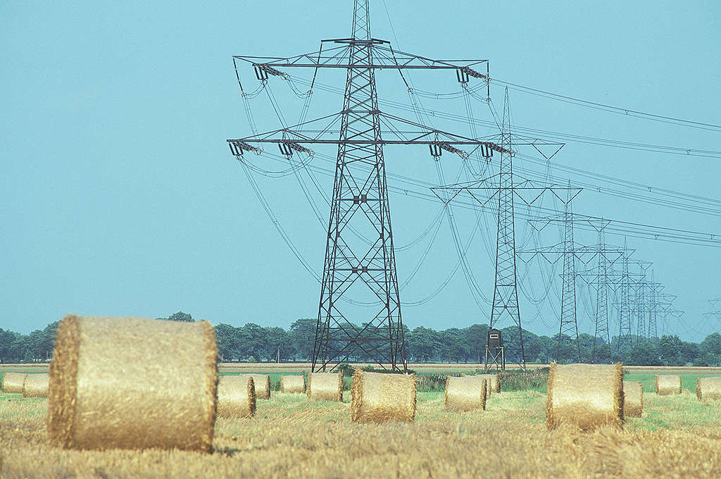 Field with Electricity Pylons in Germany. © Paul Langrock / Greenpeace Field with Electricity Pylons in Germany. © Paul Langrock / Greenpeace