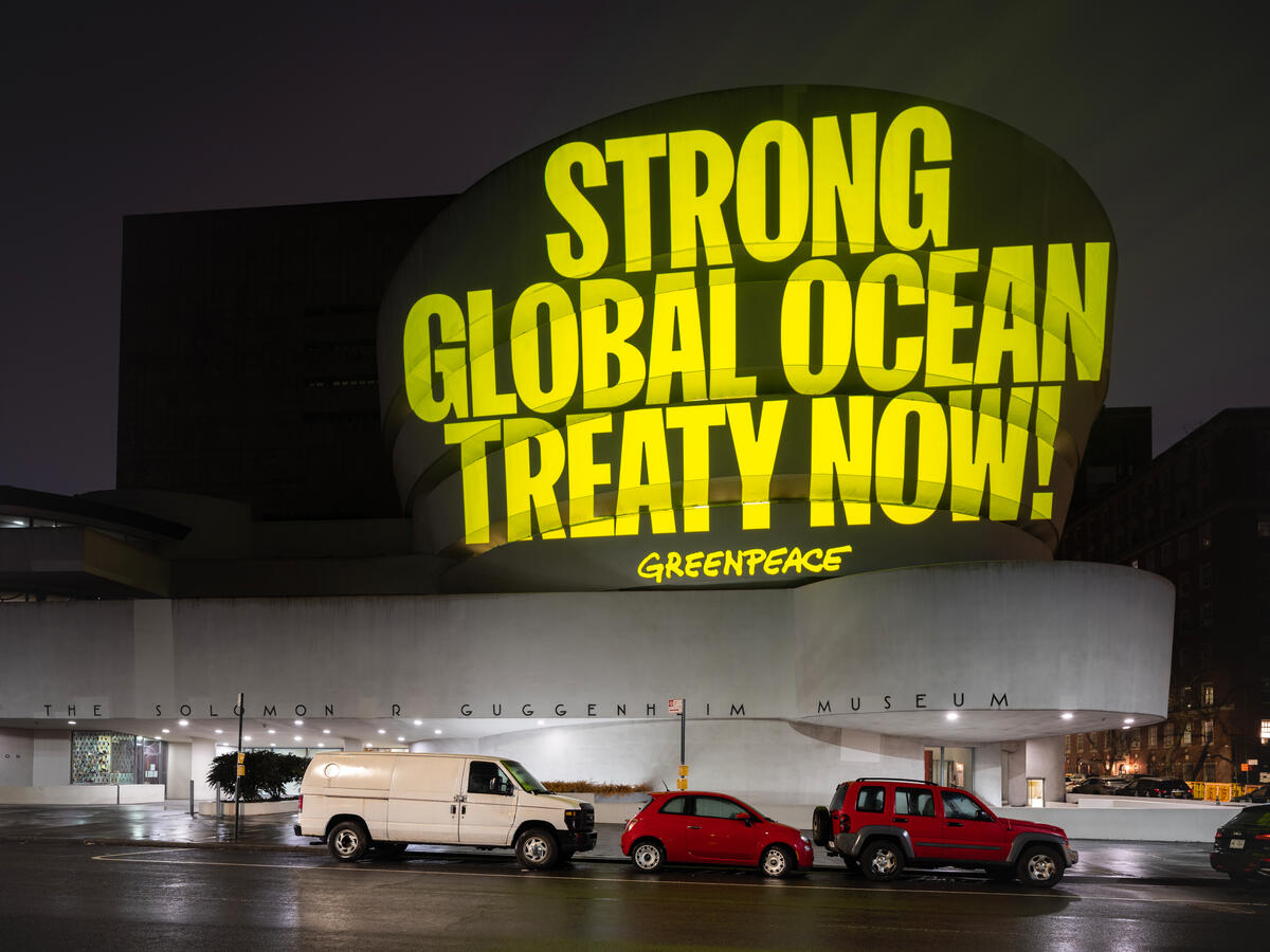Protect the Oceans Projection onto the Guggenheim Museum in New York. © Greenpeace