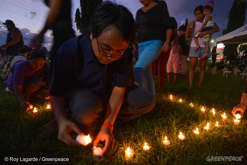 Yeb Sano during a candle ceremony in Tacloban for Typhoon Haiyan victims.