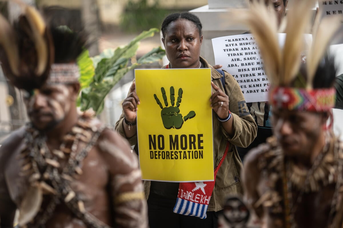 Awyu Tribe in State Administration Court, Jakarta. © Jurnasyanto Sukarno / Greenpeace