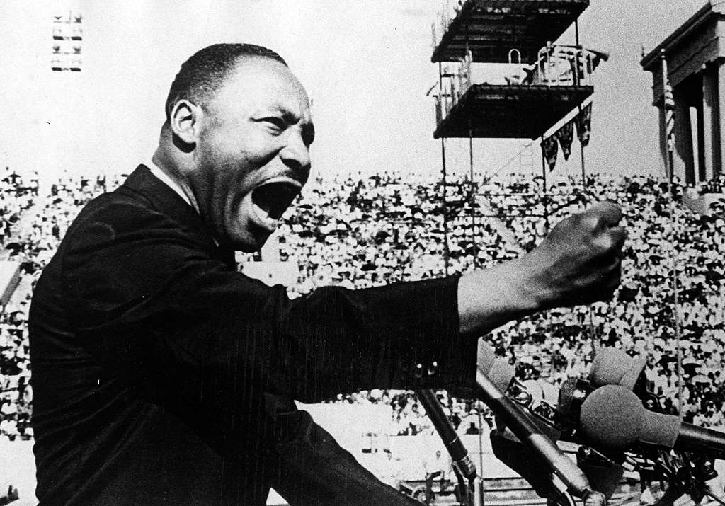 American Civil Rights and religious leader Dr Martin Luther King Jr (1929 - 1968) gestures emphatically during a speech at a Chicago Freedom Movement rally in Soldier Field, Chicago, Illinois, July 10, 1966. (Photo by Afro American Newspapers/Gado/Getty Images) American Civil Rights and religious leader Dr Martin Luther King Jr (1929 - 1968) gestures emphatically during a speech at a Chicago Freedom Movement rally in Soldier Field, Chicago, Illinois, July 10, 1966. (Photo by Afro American Newspapers/Gado/Getty Images)