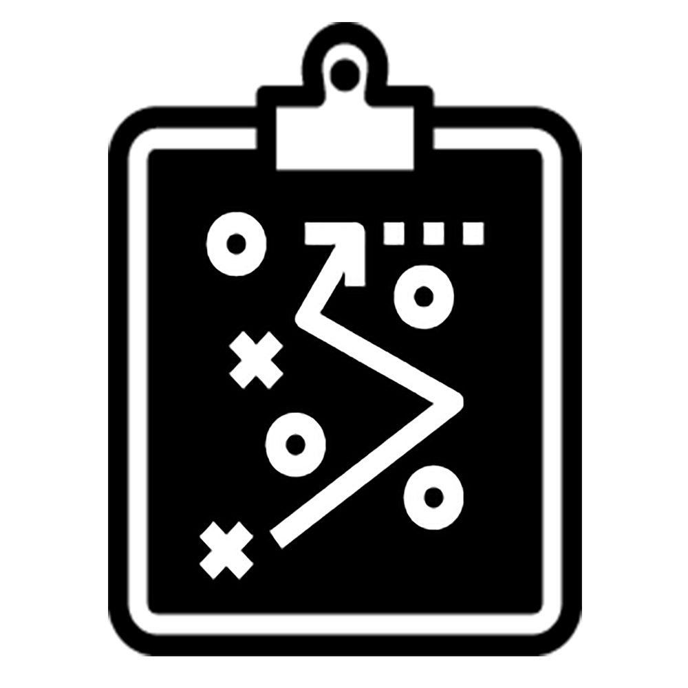 B&W Icon of a clipboard with a plan drawn out
