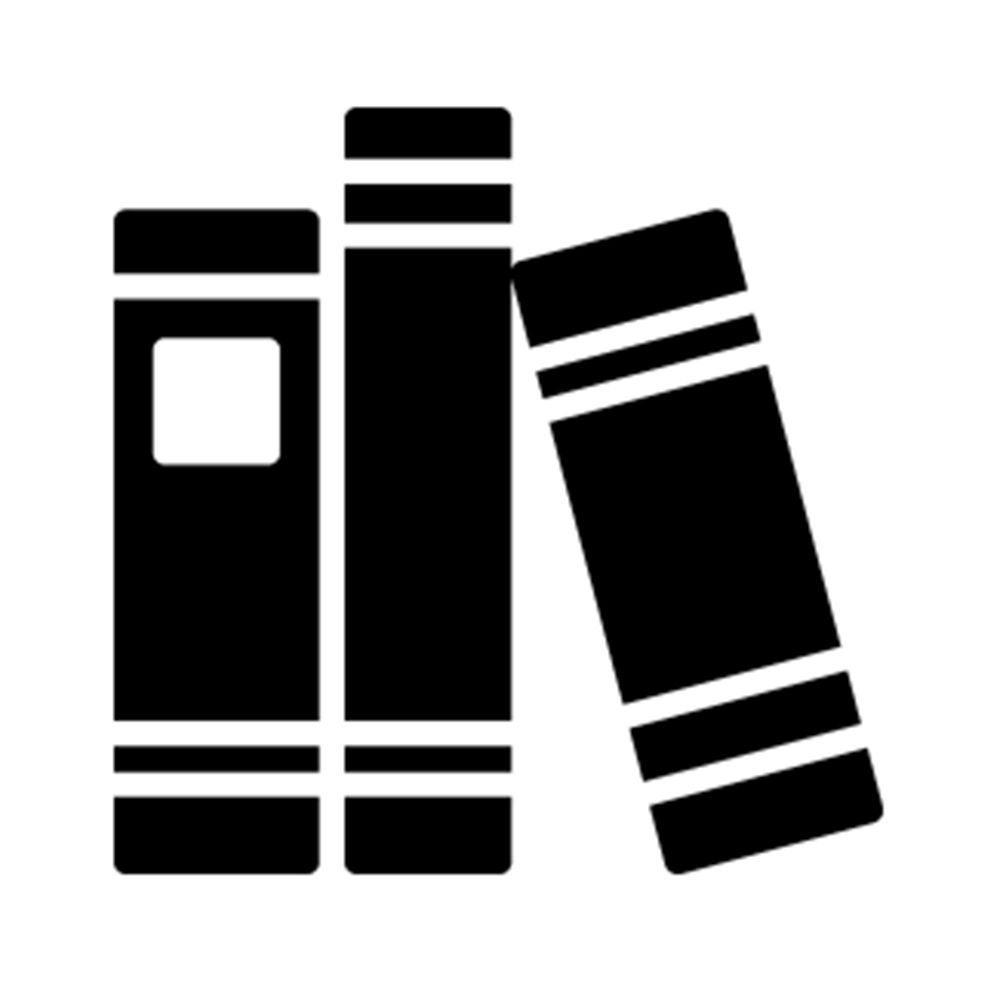 B&W Icon of 3 Books standing vertical