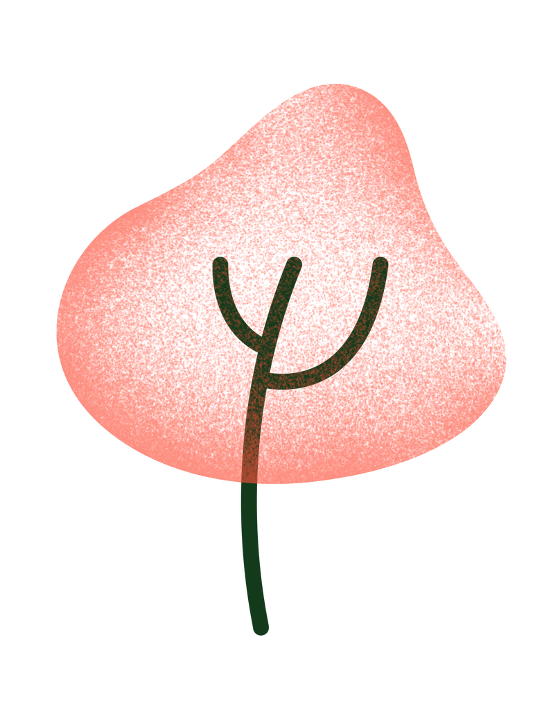 Illustration of an orangy-red tree