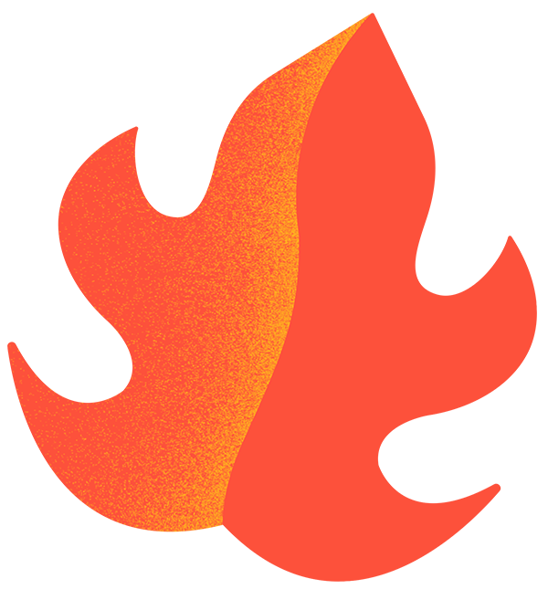 Illustration of a leaf in fire-y orange