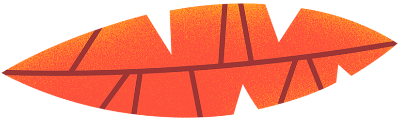 Illustration of a leaf in bright orange