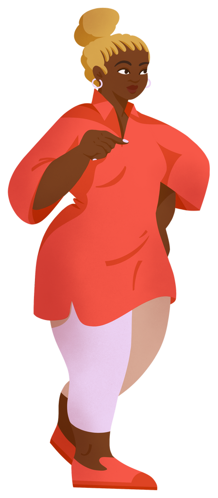 Illustration of woman standing and pointing