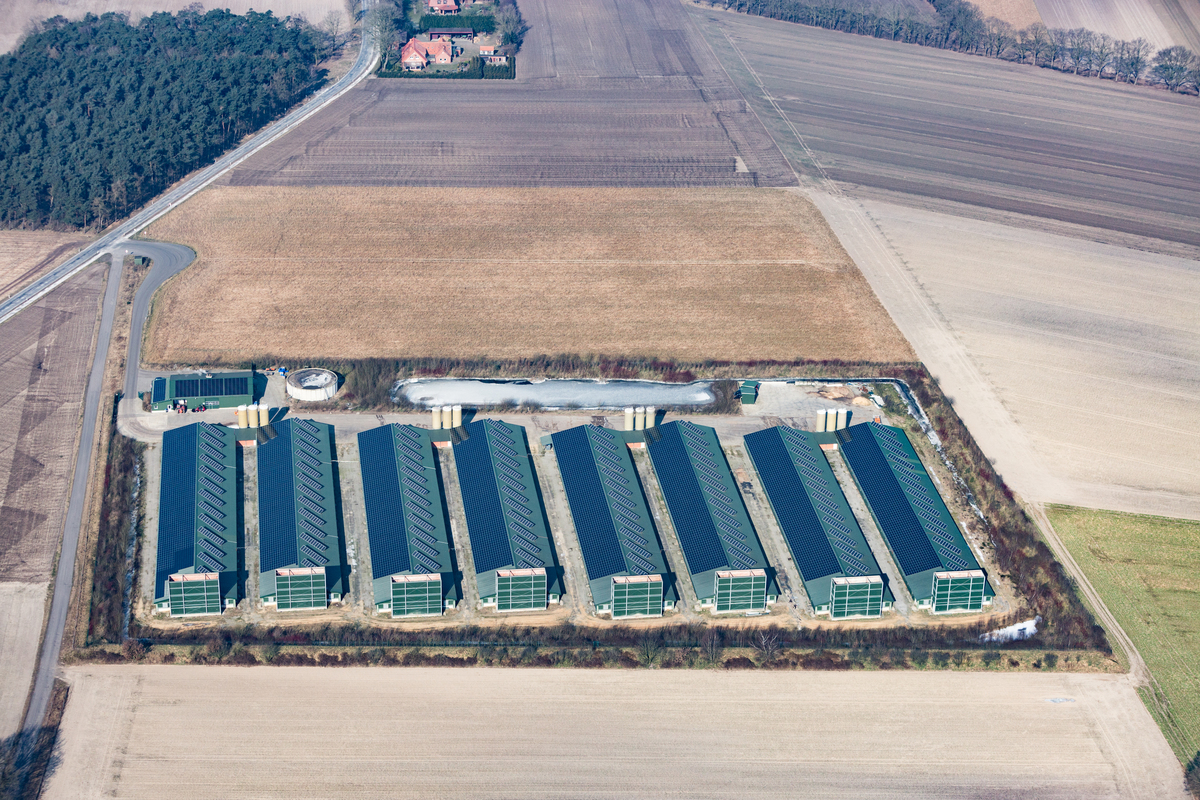 Aerial View of Agricultural Land and Installations in Lower Saxony. © Fred Dott / Greenpeace