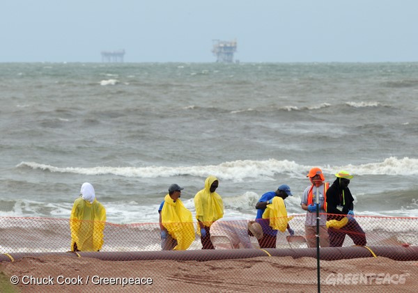 Scenes from tiny community of Grand Isle on the Louisiana gulf coast near the site of the Deepwater Horizon accident in the Gulf of Mexico July 5, 2010. The BP leased oil Deepwater Horizon platform exploded on April 20 and sank after burning. Photo by © Chuck Cook/Greenpeace.