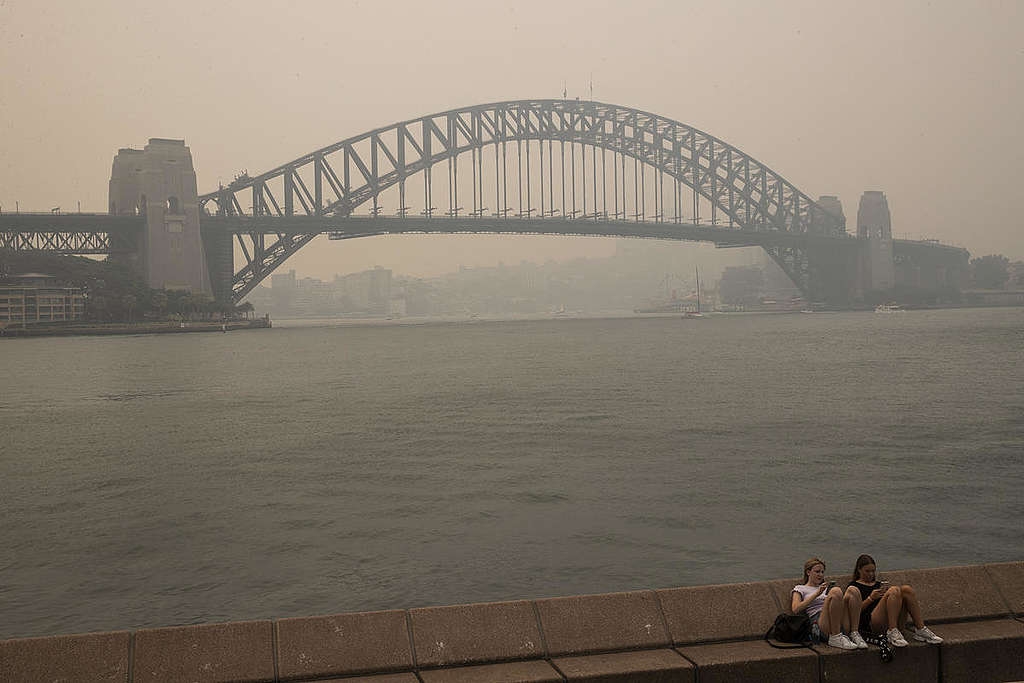 12月雪梨港灣大橋一片灰濛濛，正是城市居民同受大火困擾的見證。