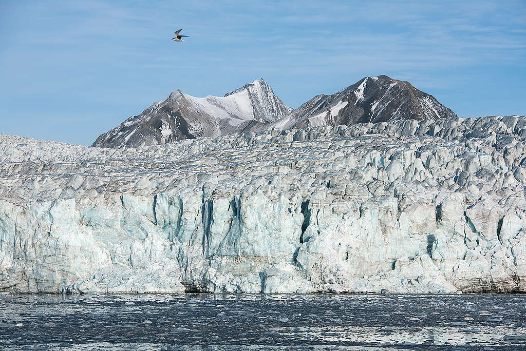 北極挪威的斯瓦爾巴特冰川因氣候變遷逐漸融化。